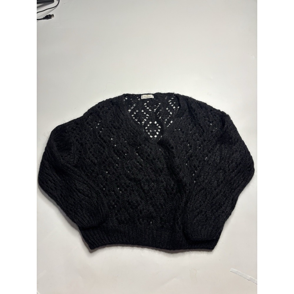 By Coco Made In Italy Women's Size M Open Knit Black Boho Beach Sweater